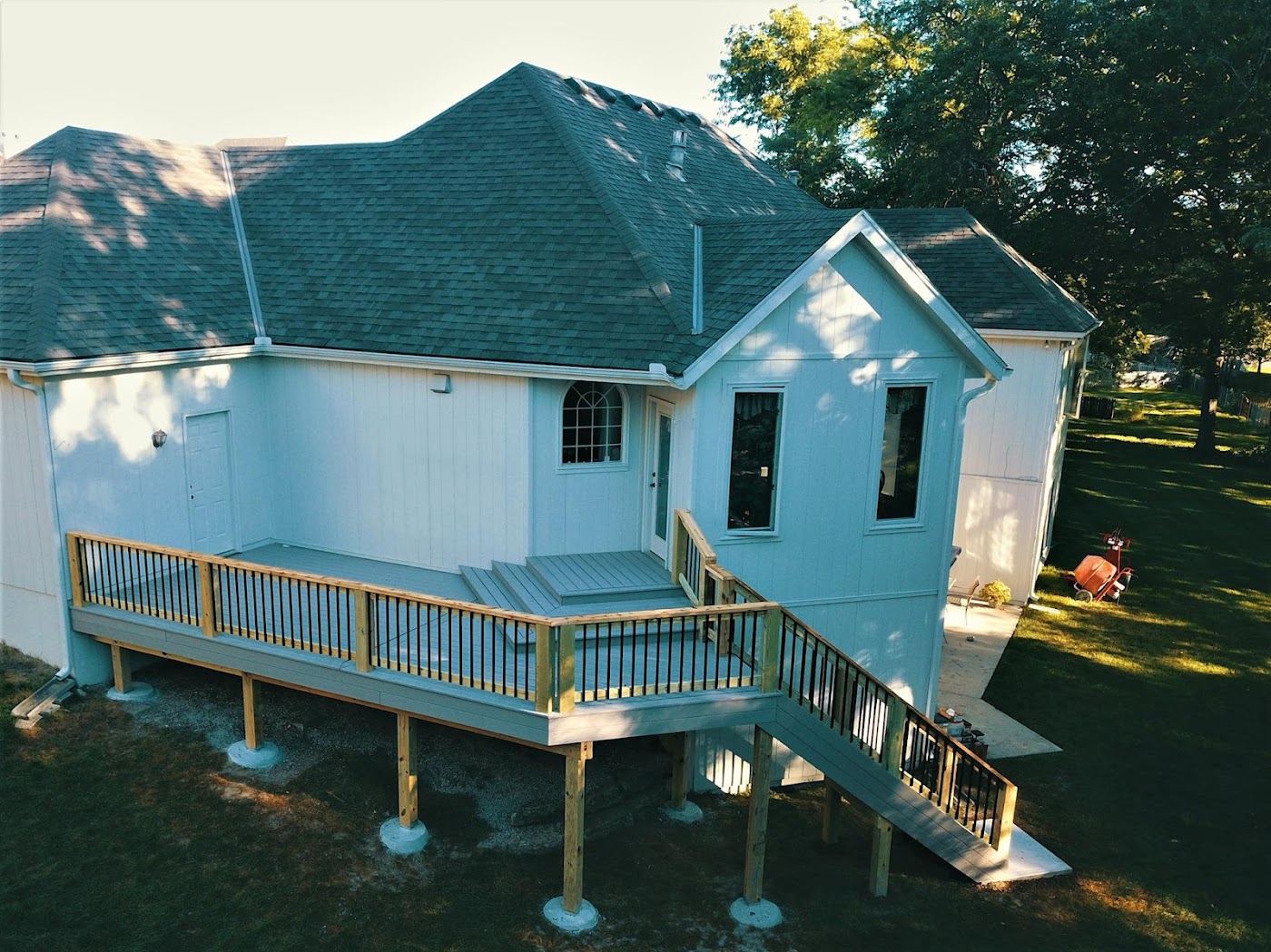 Large multi-level custom deck built by High Valley Decks